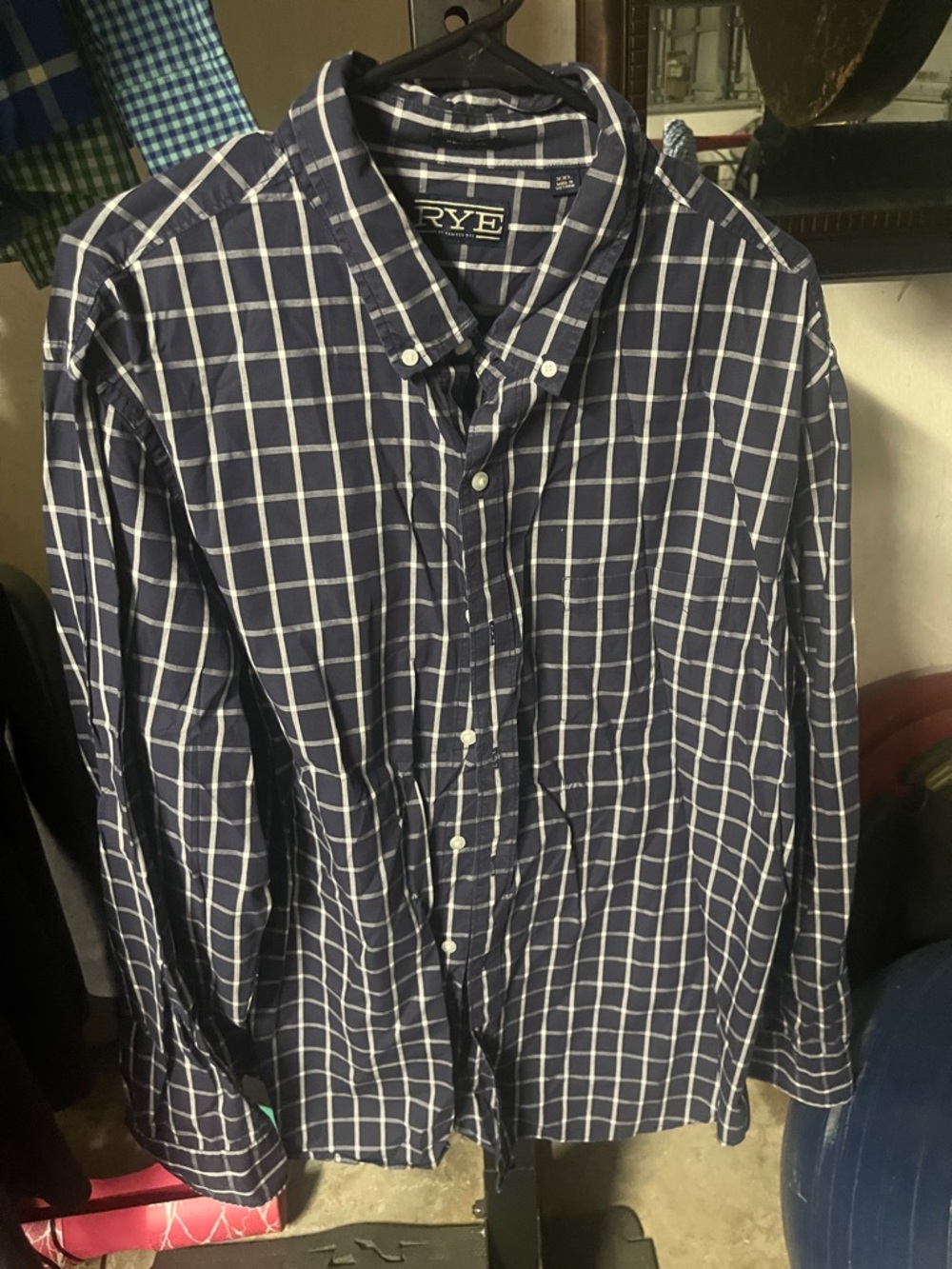 Rye Navy and White Windowpane Button-Down Shirt